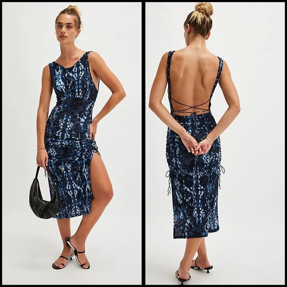 EUC Free People Take Me Away Midi Dress in Night Combo - Picture 14 of 15